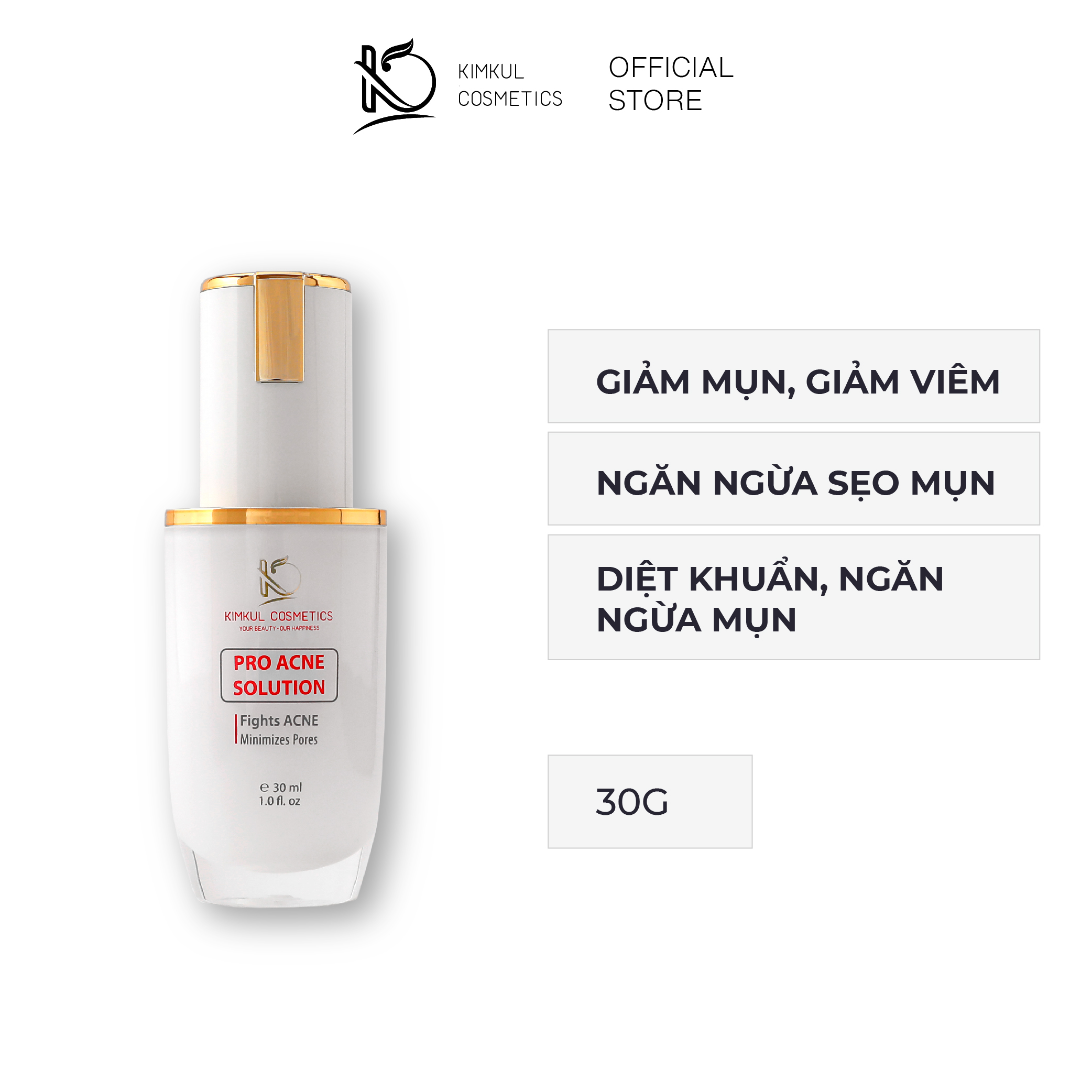 Serum ngừa mụn thâm sẹo rỗ KimKul Pro Acne Solution 30ML