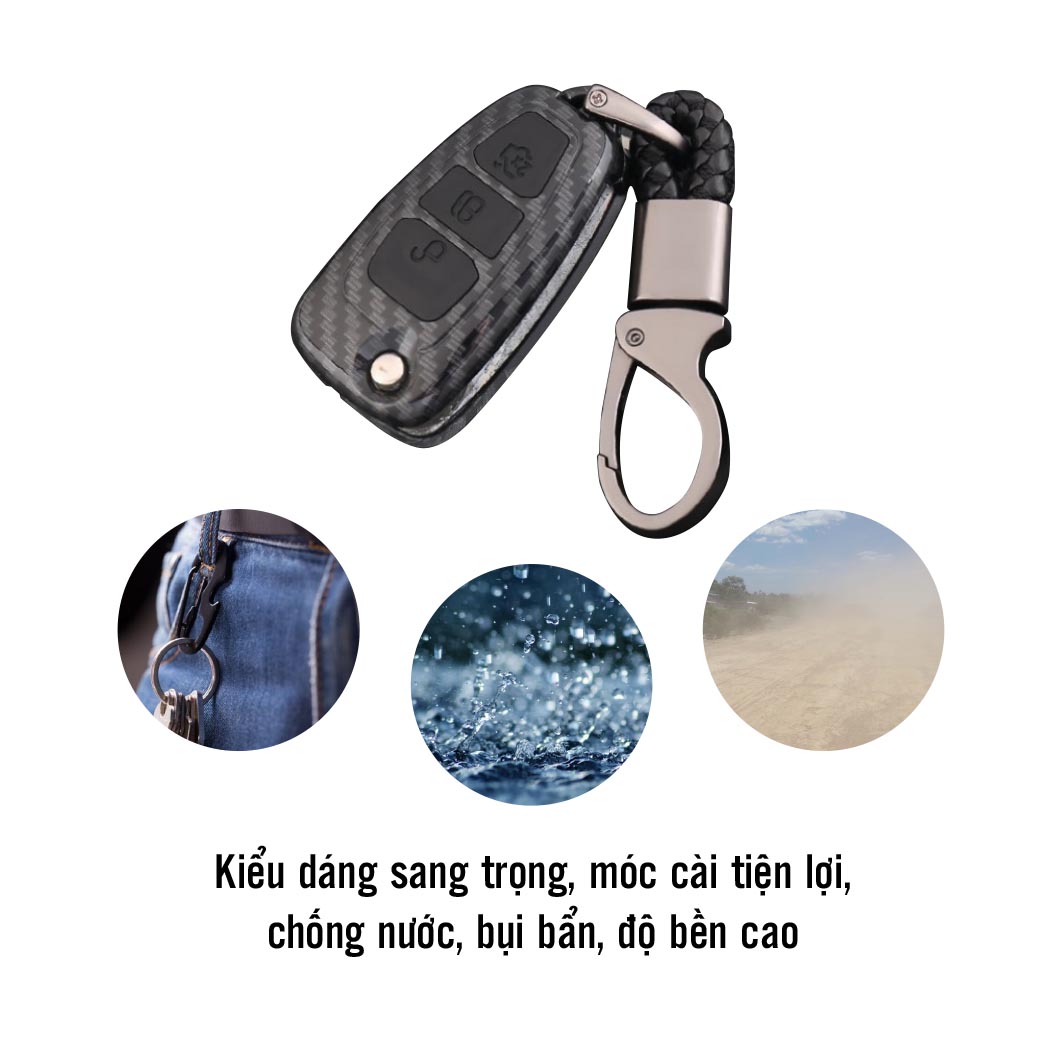 Ốp chìa khóa dành cho xe Ford Ranger Wildtrak chất liệu nhựa ABS mạ vân Cacbon - Hàng Chính Hãng