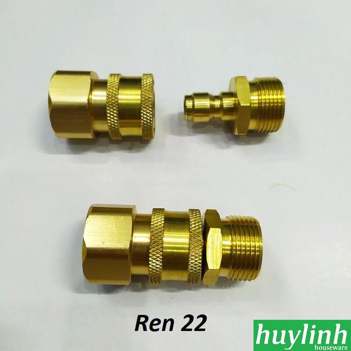 Khớp nối nhanh đầu ra ren 22 bằng đồng cho máy rửa xe