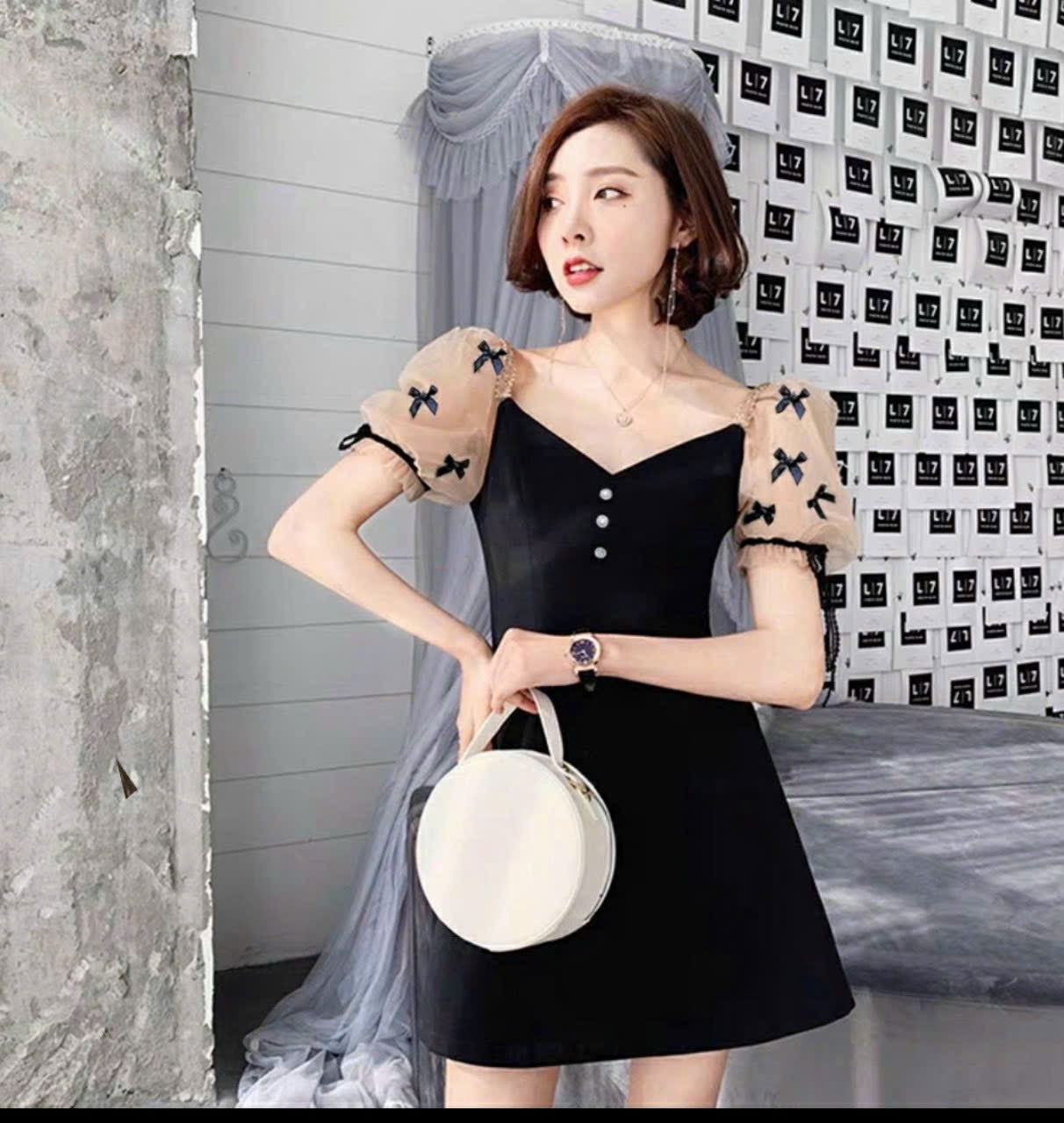 ĐẦM UMI PHỐI LƯỚI MÀU Y HÌNH