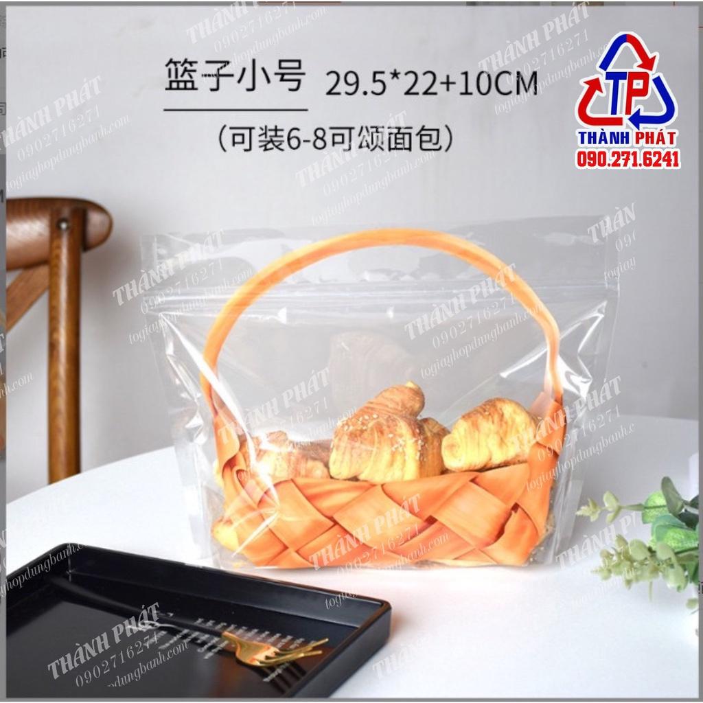 50 Túi zip hình giỏ xách đựng bánh mì hoa cúc - bánh kẹo mứt tết - bánh ngọt sừng trâu