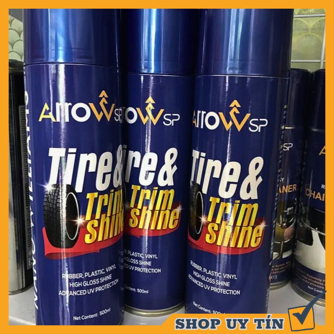 Xịt làm đen bóng nhựa nhám vỏ xe Arrowsp Tire&amp;Trimshine NaNo Williams 500 ml dưỡng lốp xe mới và sáng bóng