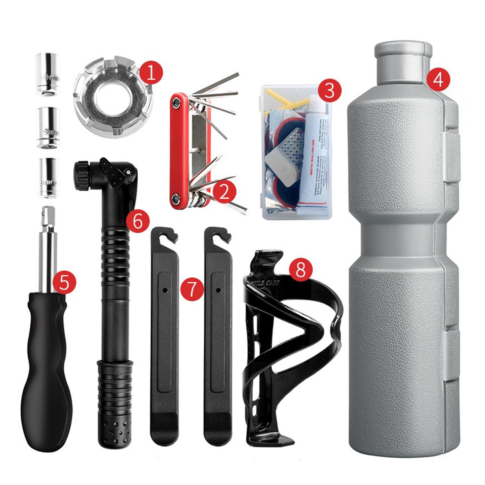 Multifunction Bike Repair Tools Outdoor Cycling Bicycle Hex Wrench Mini Pump Puncture Repairing Handy Fixed Set for Mountain Bikes