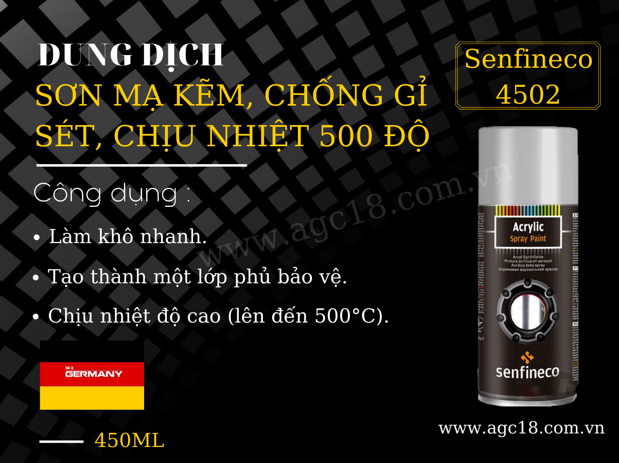 Sơn Mạ Kẽm Đặc Biệt Chống Rỉ Sét , Chịu Nhiệt 500 Độ Senfineco 4502