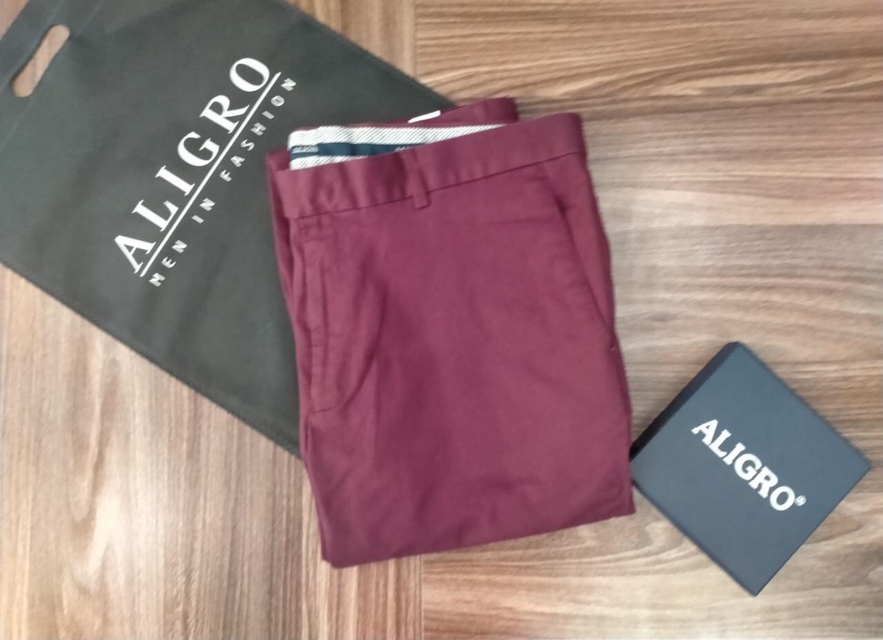 Quần kaki nam thiết kế ALIGRO chất liệu kaki co giãn tốt, ít nhắn, tôn dáng màu đỏ đô ALGK015