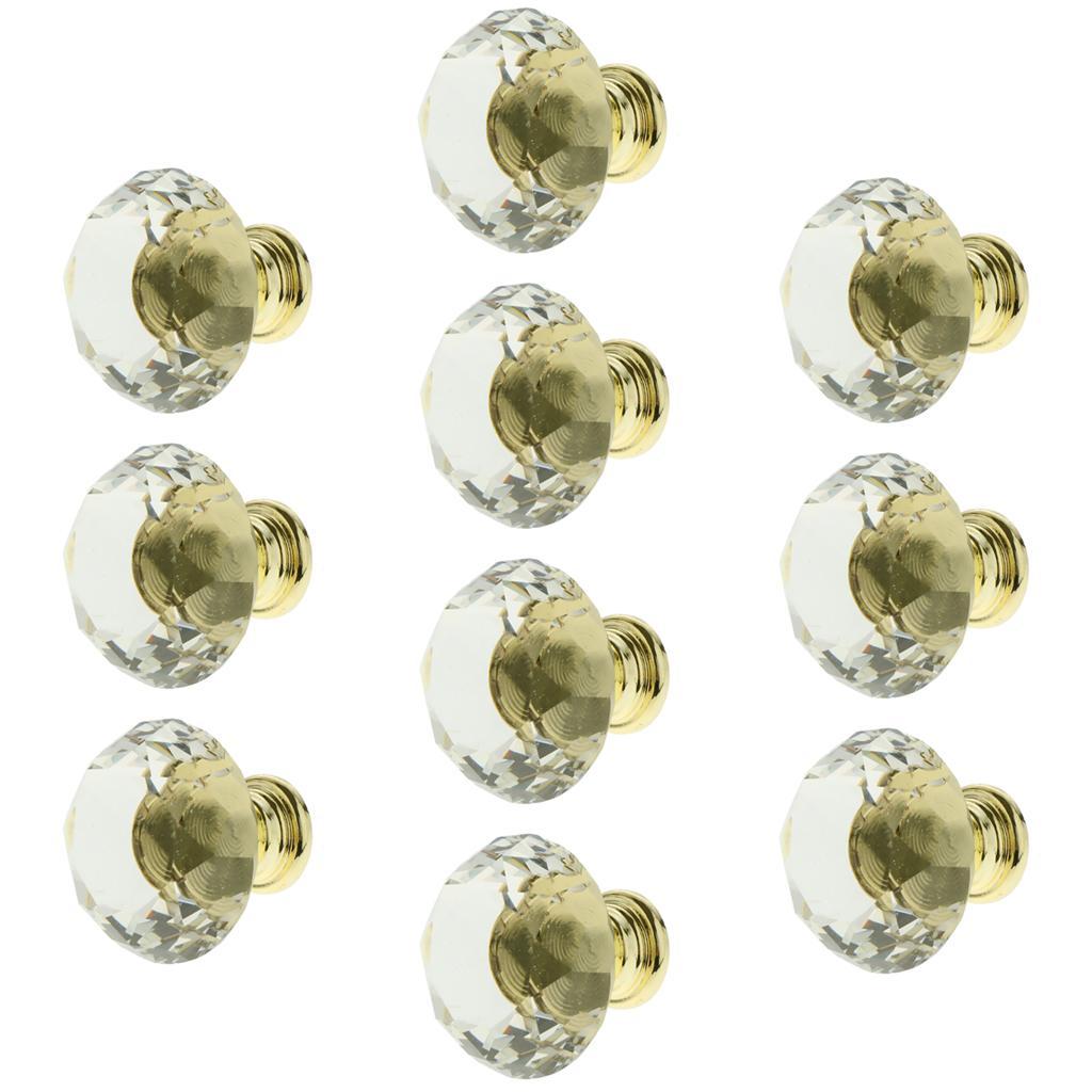 10pcs Glass Diamond Door Knob Drawer Dresser Pull Handle Cabinet Hardware
