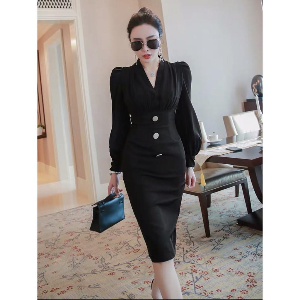 ĐẦM ÔM ĐEN TAY PHỒNG SANG TRỌNG