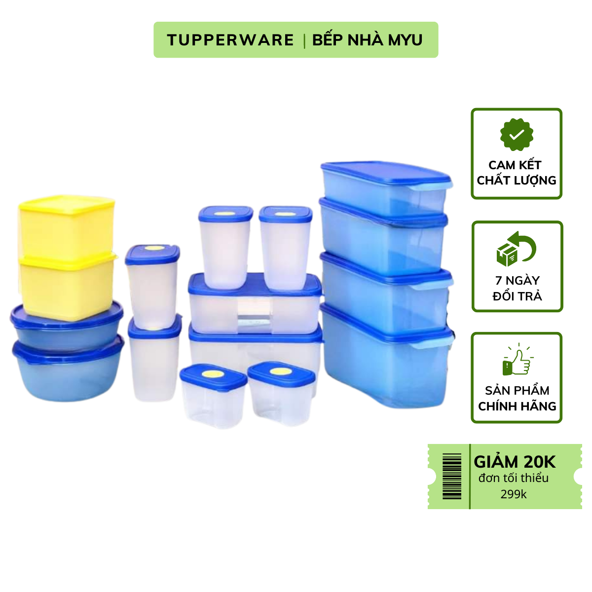 Bộ Hộp Tupperware Trữ Đông và  Mát Modern Set 16 Hộp - Hàng Chính Hãng