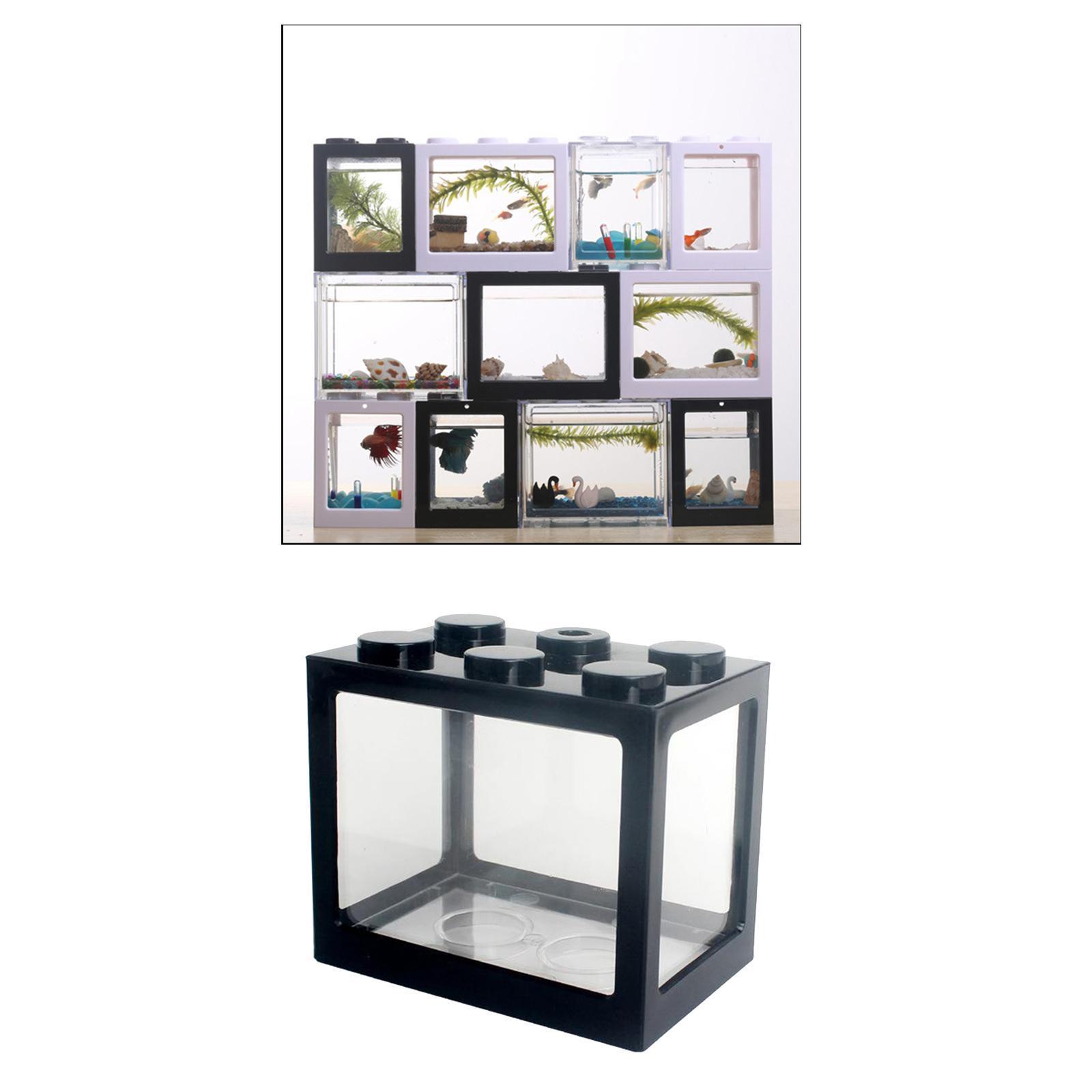 2 Pieces Aquarium Fish Tank Mini Building Blocks Spider Box Home Decor black