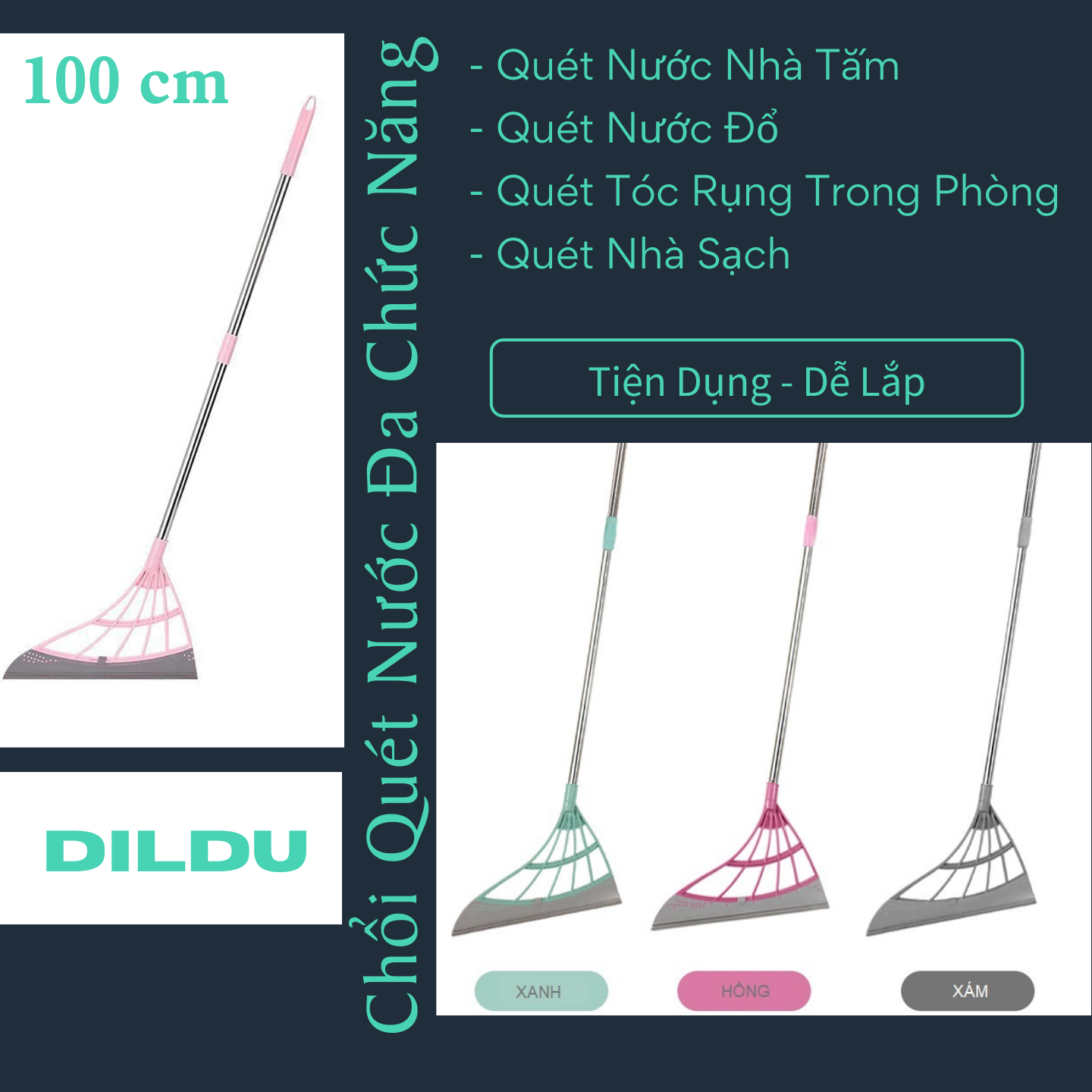 Chổi Silicone Thông Minh Đa Năng - 3 trong 1 - Quét rác ướt, rác khô, gạt kính - Giải pháp tối ưu cho ngôi nhà của bạn