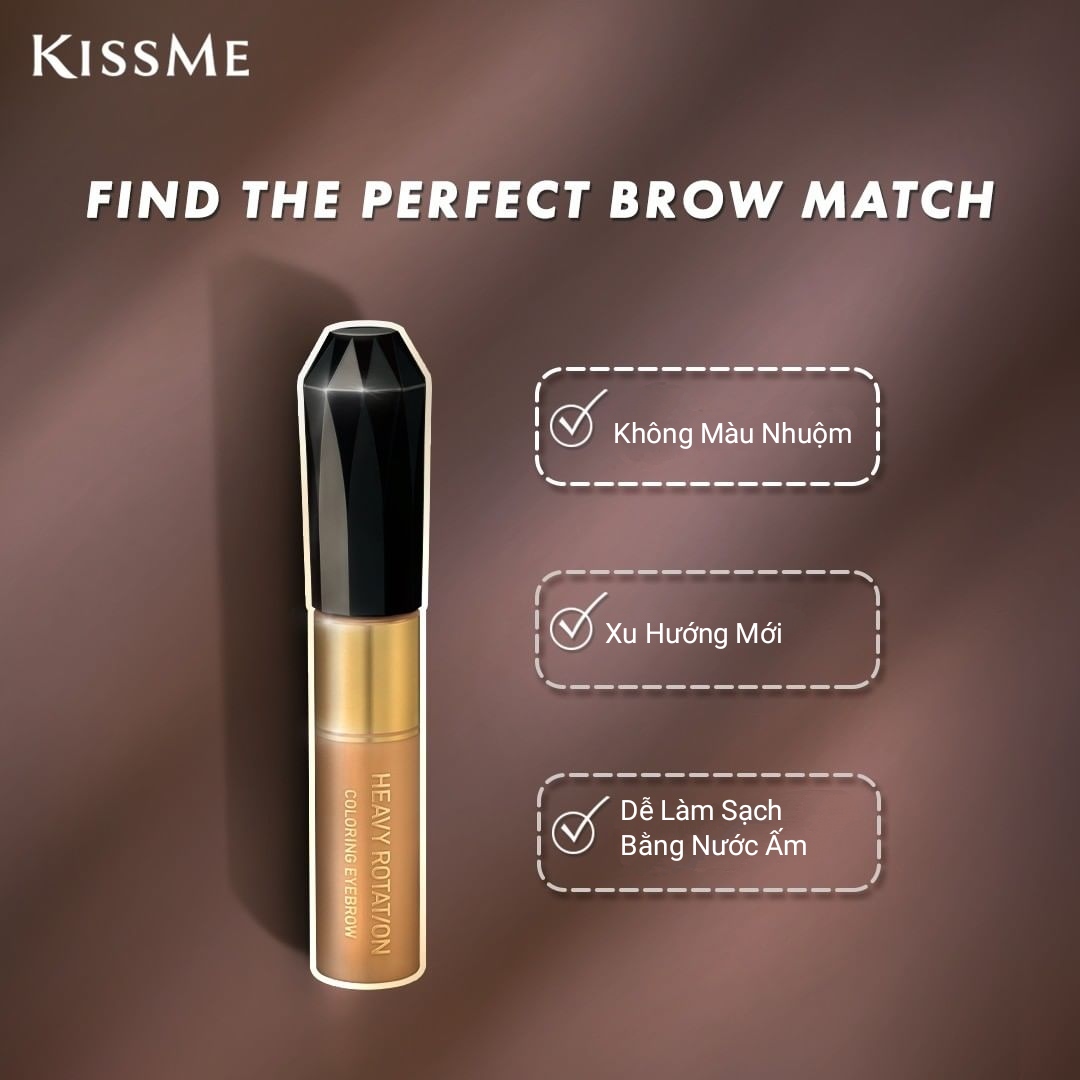 Mascara Chải Đổi Màu Lông Mày Chống Trôi Siêu Bền Kissme Heavy Rotation Coloring Eyebrow EX (8G)