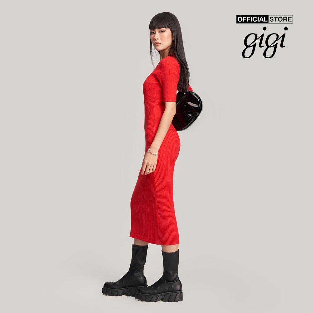 GIGI - Đầm body midi tay ngắn cổ tròn hiện đại G2106K222701