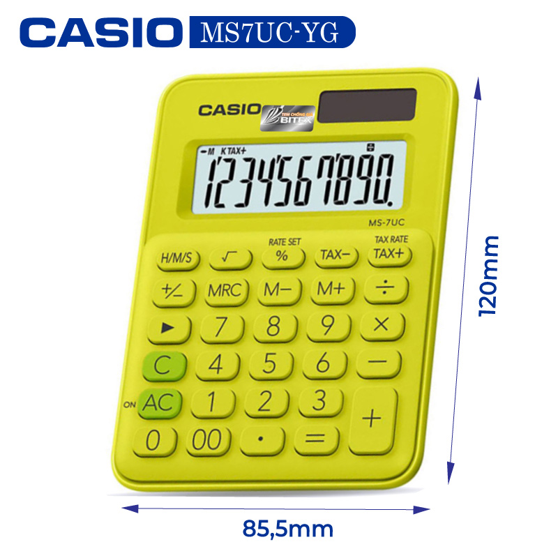 Máy tính Casio MS-7UC, Bảo hành 7 năm - Giao màu ngẫu nhiên - Hàng chính hãng Bitex