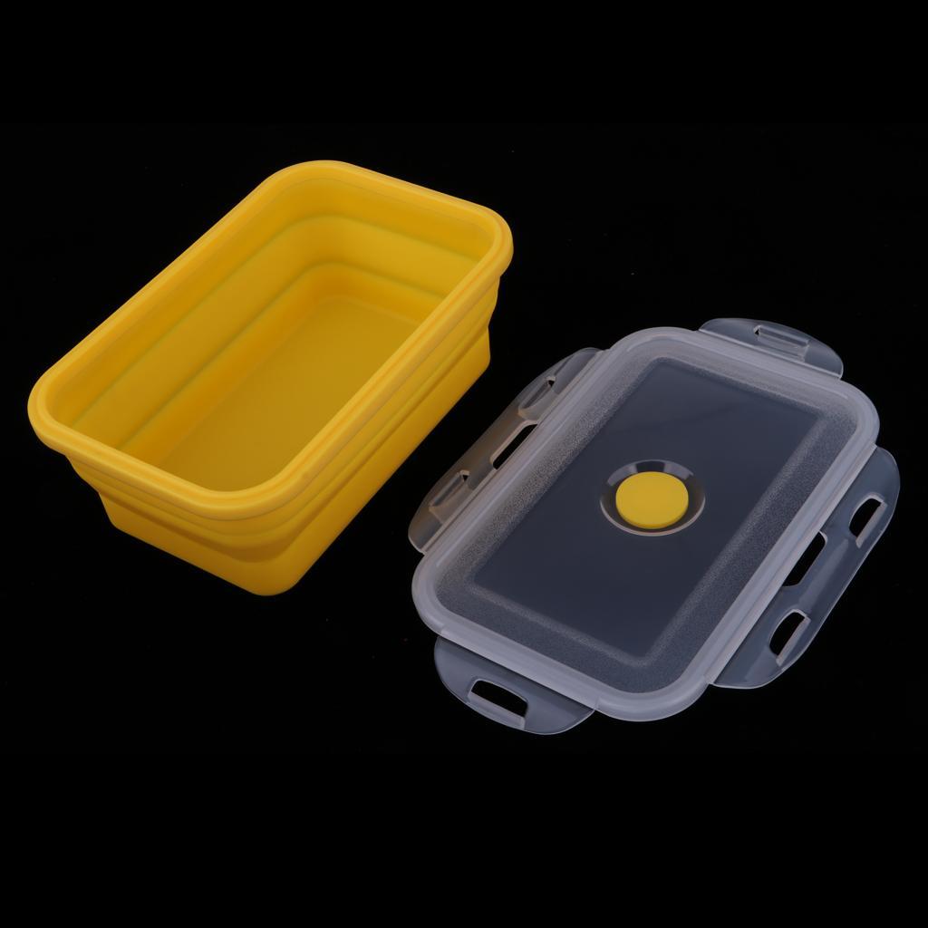 2x Silicone Collapsible Bento Box Stackable Food Storage Container 1200ML