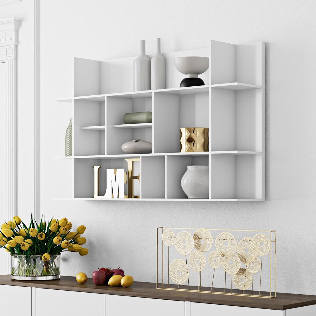 Kệ gỗ treo tường trang trí hiện đại SMLIFE Waddell | Gỗ MDF dày 17mm chống ẩm | D123xR20xC86cm