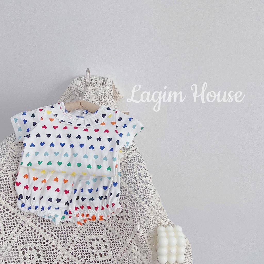 Bộ cộc thun hè cho bé gái, set bộ cotton mặc nhà mềm mại cho bé từ 7kg đến 18kg - Lagim House