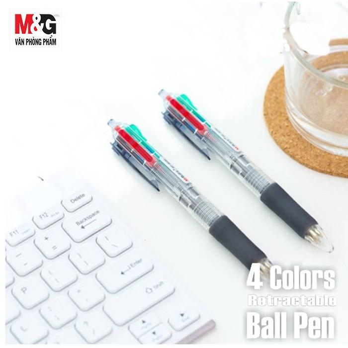 Bút bi 4 ngòi M&amp;G ABP80371 ngòi 0.7 mm-ngòi màu xanh dương, xanh lá, đỏ, đen