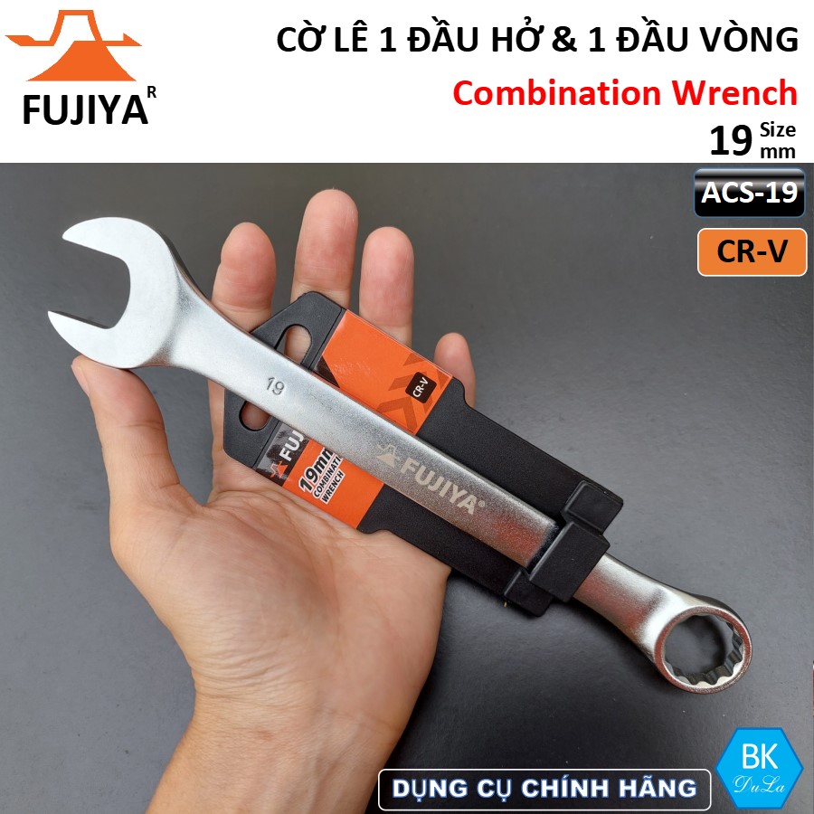 Cờ lê kết hợp 1 đầu hở- 1 đầu vòng 19mm Fujiya Công nghệ Nhật Bản ACS-19 Thép CR-V