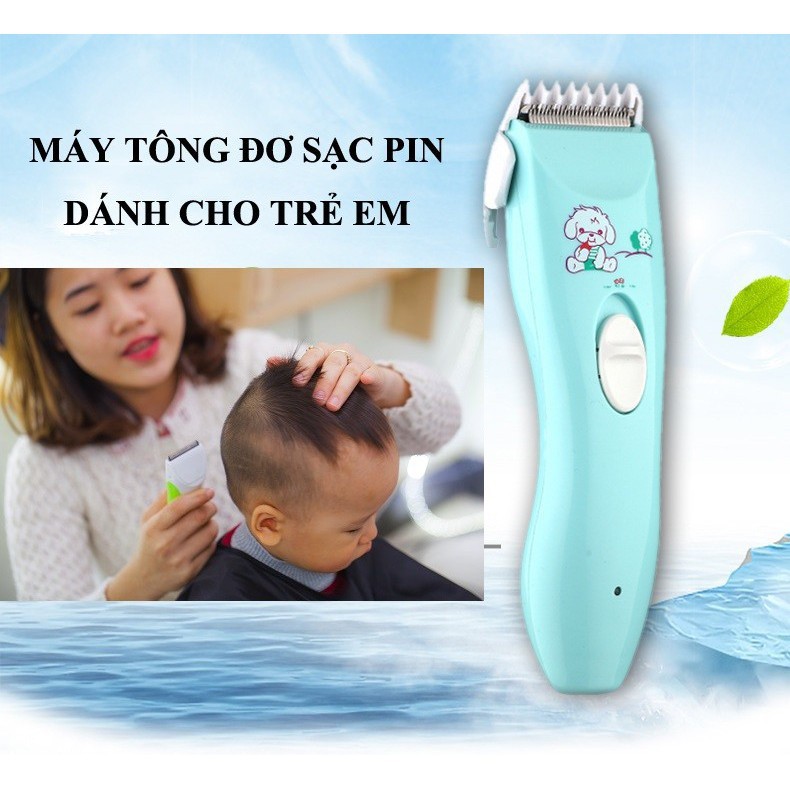 Tông đơ cắt tóc trẻ em tích điện chạy êm tránh làm bé giật mình hoảng sợ trong khi tạo kiểu tóc cho bé - Tăng đơ làm tóc Toir màu xanh