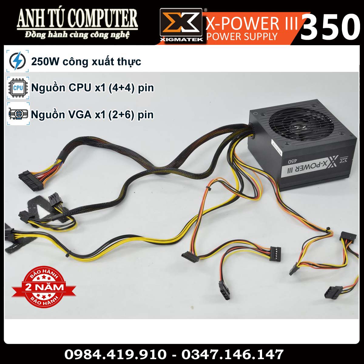 Nguồn máy tính công xuất thực 250W XIGMATEK X-POWER III 350 EN49608 hàng chính hãng