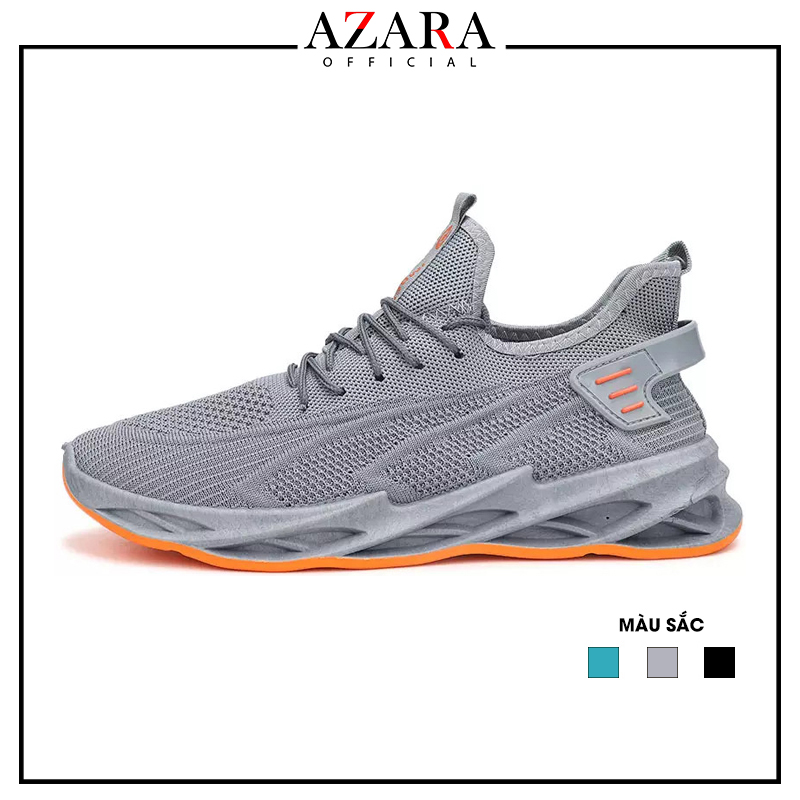 Giày Thể Thao Nam AZARA - Giày Sneaker Màu Xanh Đen -  Đen - Xám, Chất Vải Thoáng Mát, Đế Siêu Âm - G5070