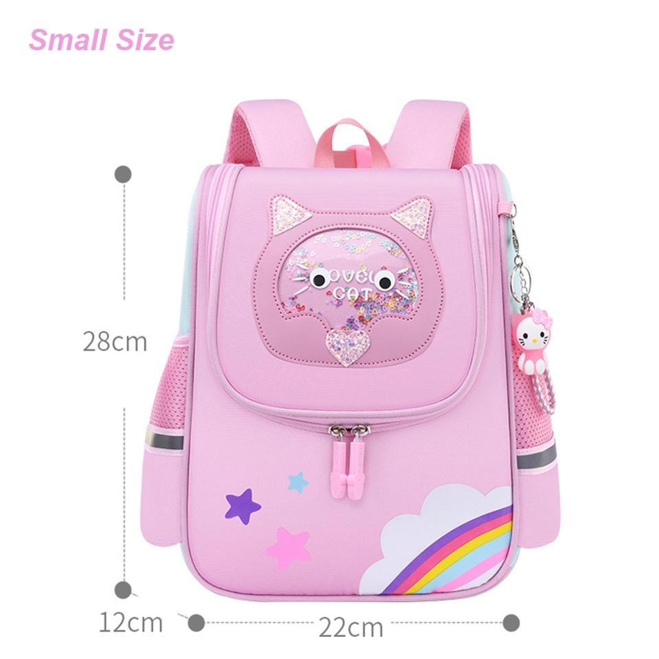 Mèo Cầu Vồng Ba Lô Cho Bé Gái Học Ba Lô Trẻ Em Tặng Cấp Túi Chống Nước Công Chúa Mẫu Giáo Sinh Đựng