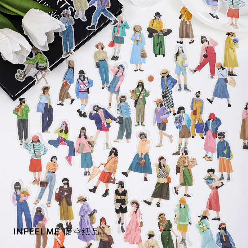 Gói 40 pcs stickers cô gái fashionista ins sành điệu dùng để dán trang trí