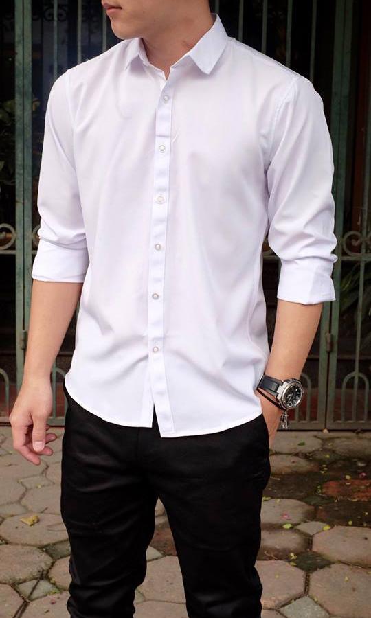 Áo Sơ Mi Trắng Nam Dáng Body TRANGBE02