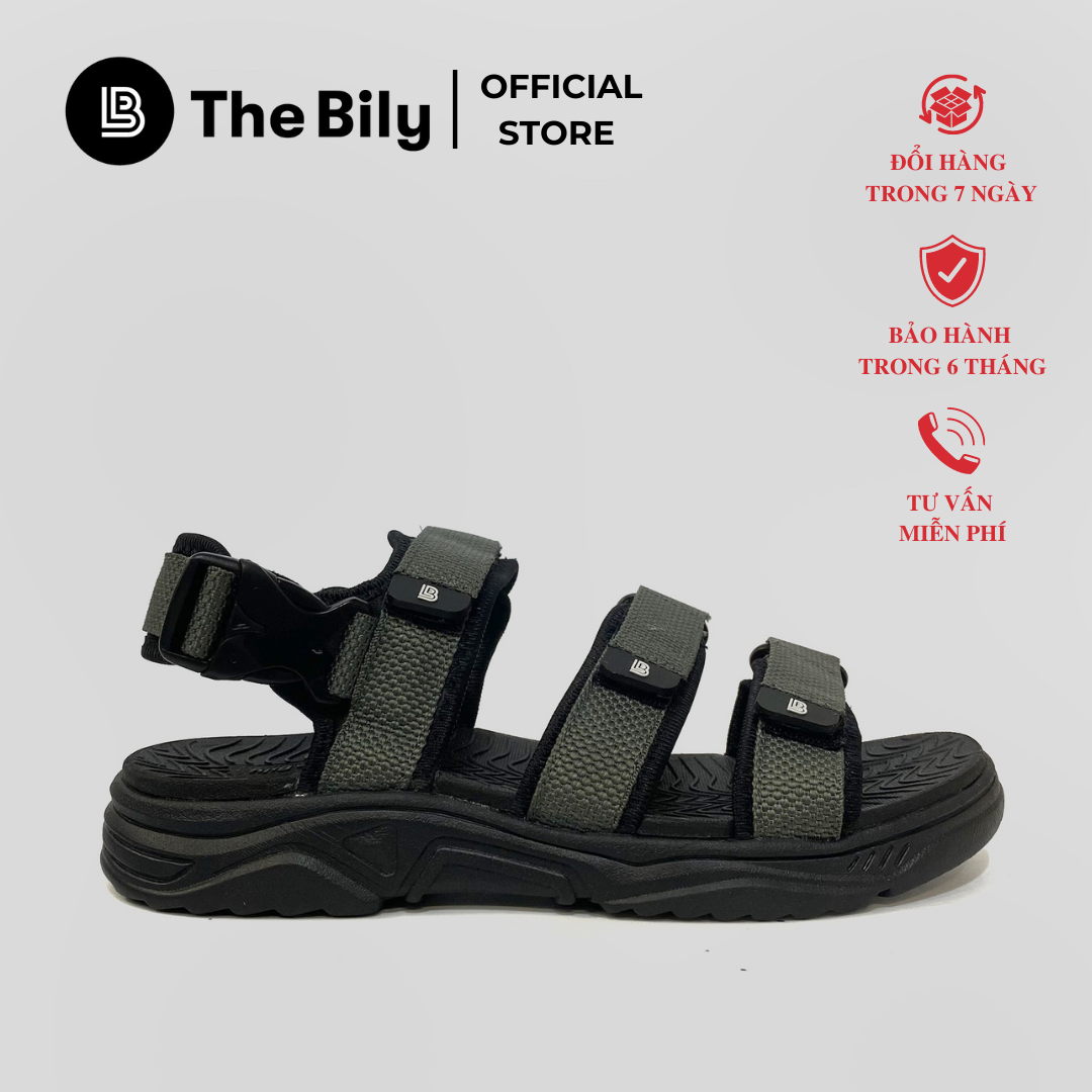 Giày Sandal Nam The Bily 3 Quai Ngang - Màu Xám BL04