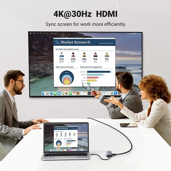 Hub 7 in 1 Chuyển Đổi USB-C sang HDMI 4K@30HZ + USB 3.0 + SD/TF + PD 100W Ugreen 90568 - Hàng Chính Hãng