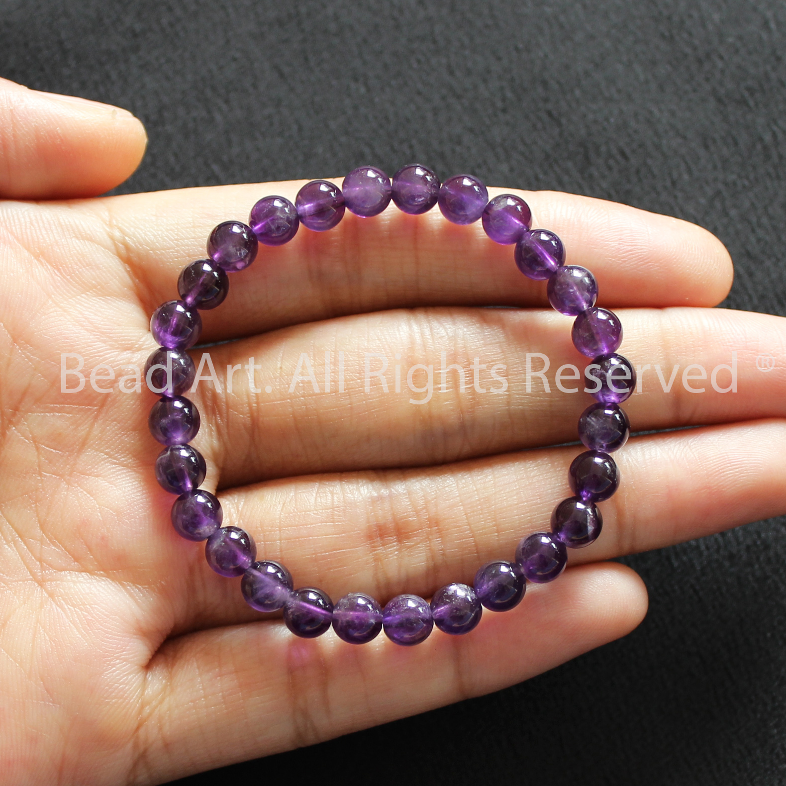 Vòng Tay 5.5MM Đá Thạch Anh Tím Đậm Loại AB, Amethyst Tự Nhiên, Vòng Tay, Phong Thuỷ, Chuỗi Hạt, Trang Sức, Hợp Mệnh Thổ, Hỏa - Bead Art