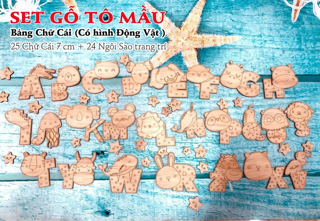Bộ Gỗ Tô Mầu Bảng Chữ Cái