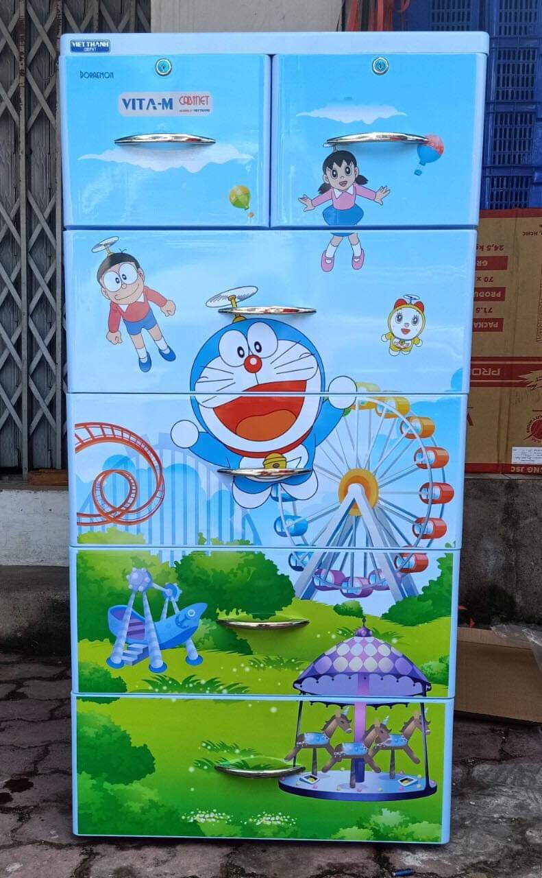 Tủ nhựa vita M - 5 tầng - ngang 60 cm - họa tiết Cún con