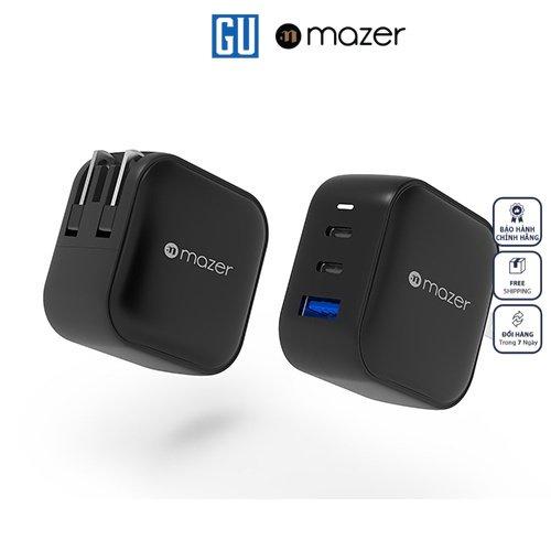 Củ sạc Mazer Infinite.Boost Super MINI GAN66W 3 cổng sạc: 2 cồng USB C và 1 cồng USB A Hàng Chính Hãng