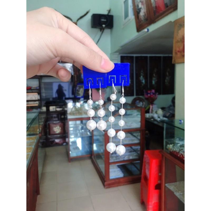 Bông tai bạc loại 3 trai và 5 trai dáng dài đi tiệc chuẩn tiệm vàng