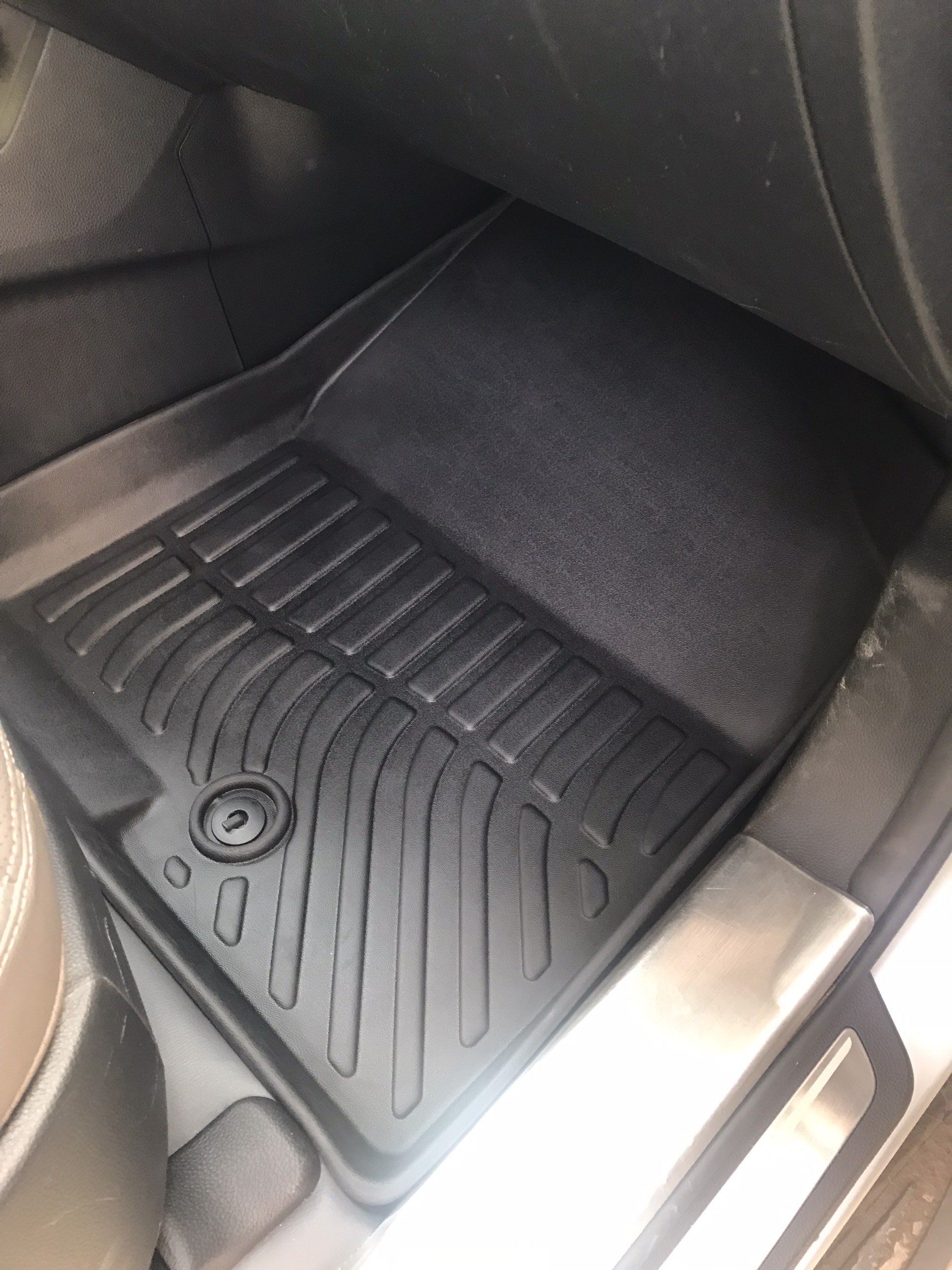 Thảm lót sàn xe ô tô Hyundai Santafe 2013-2018 Nhãn hiệu Macsim chất liệu nhựa TPE cao cấp màu đen