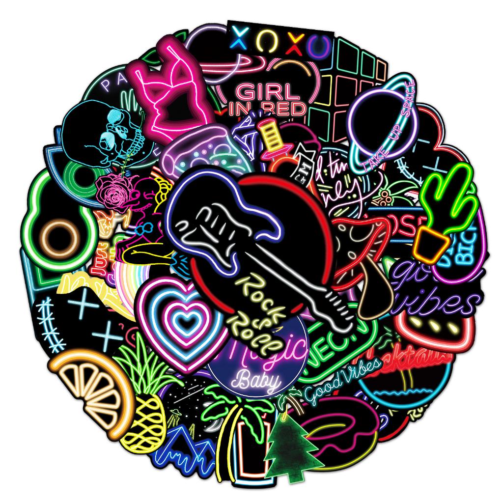 Sticker NEON trang trí mũ bảo hiểm,guitar,ukulele,điện thoại,sổ tay,laptop-mẫu S122