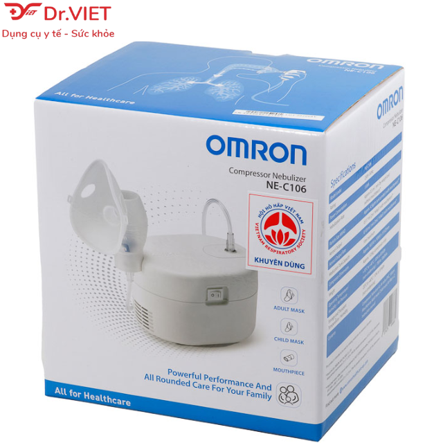 Máy xông mũi họng Omron NE-C106-Chính hãng-Được sản xuất theo công nghệ, tiêu chuẩn và linh kiện OMRON NHẬT BẢN