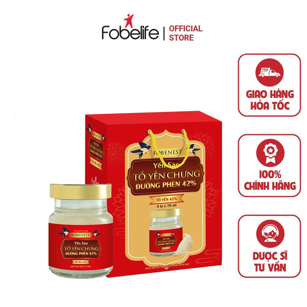 Hộp Yến Sào Tổ Yến Chưng Đường Phèn 42% Yến Bồi Bổ Cơ Thể Fobelife - Lọ 70ml