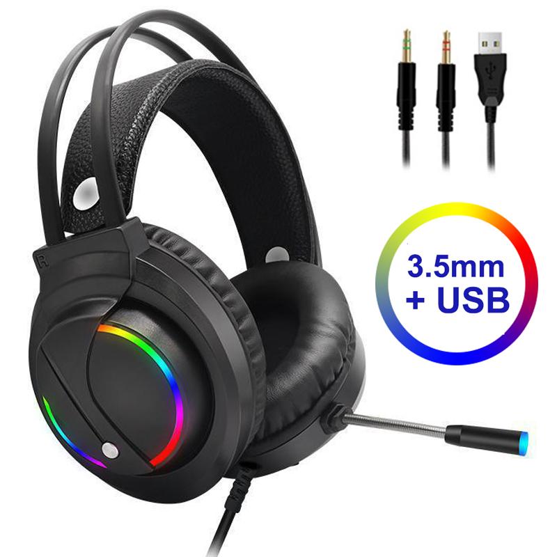 Tai Nghe Chơi Game 7.1 Ảo Tai Nghe Có Dây 4D Stereo Đèn RGB Game Tai Nghe Nhét Tai Có Micro Dành Cho Xbox One Máy Tính PS4 Game Thủ
