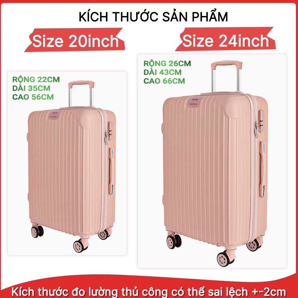 Vali du lịch BAMOZO cao cấp 8801 vali kéo nhựa được bảo hành 5 năm