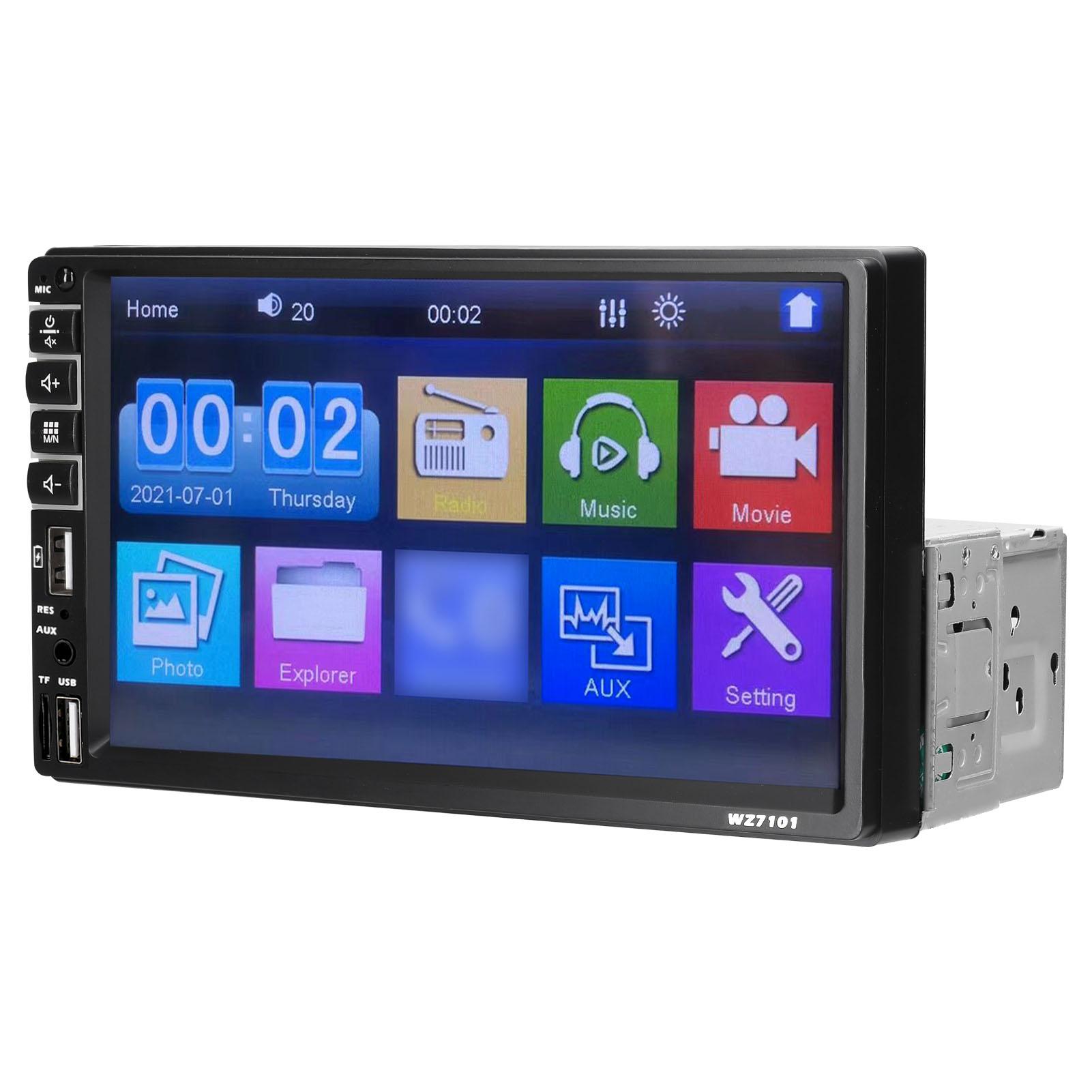 WZ7101 Single Din Car Stereo 7 Inch LCD Touchscreen Monitor BT MP5 Player FM Car Radio Receiver Support TF/USB/AUX-IN