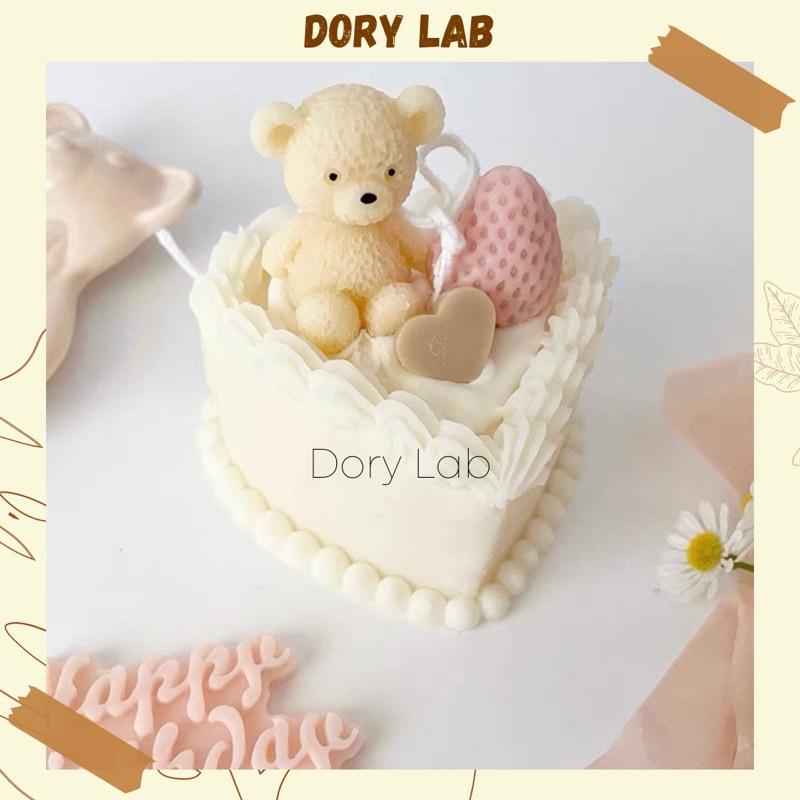 Nến Thơm Tạo Hình Bánh Kem Trái Tim Mix Topping Màu Sắc - Dory Lab