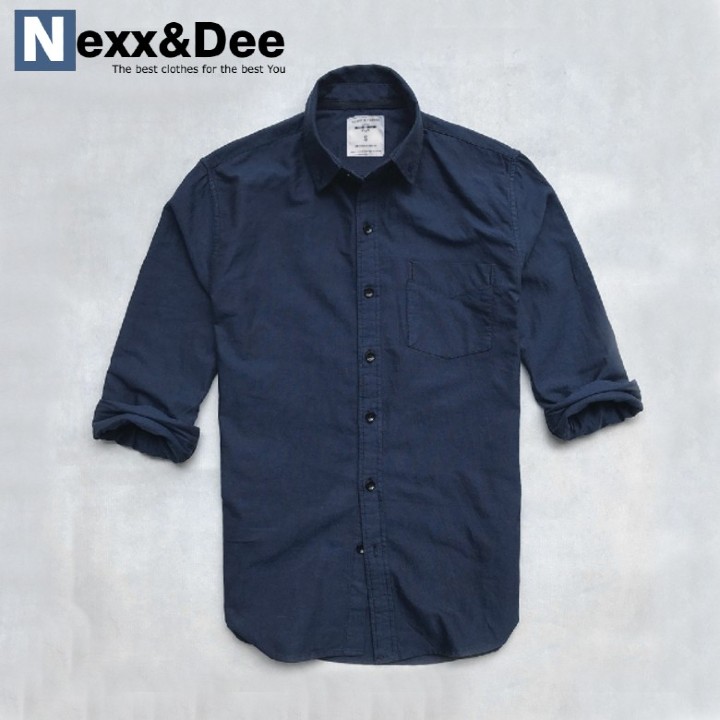 Hình ảnh Áo sơ mi nam tay dài trắng công sở đi tiệc vải oxford denim có túi cao cấp SM02