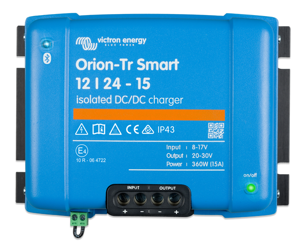 Bộ dual battery Orion-Tr Smart 12/24-15A (360W) Isolated DC-DC charger của thương hiệu Victron Energy.