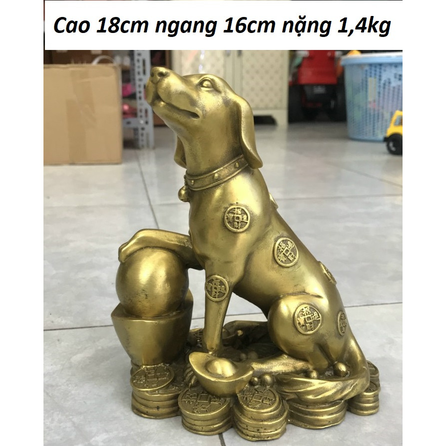 Tượng chó kim tiền chất liệu đồng thau MS64g