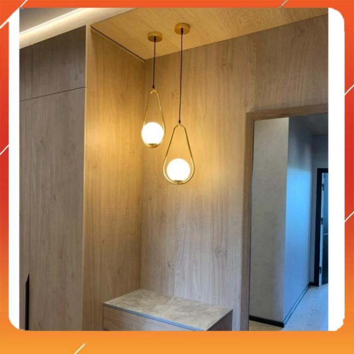 Đèn thả quả cầu thủy tinh trắng Moonlight, phong cách Nordic  thân mạ vàng HL 2883-200