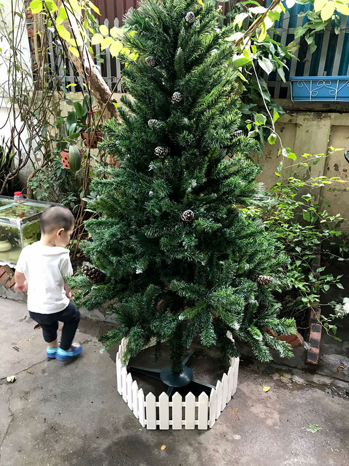 Hàng Rào Nhựa Lắp Ghép Trắng Cao Cấp Trang Trí Cây Thông Noel, Cây Cảnh, Vườn Hoa Cao 20cm Dài 1.55m