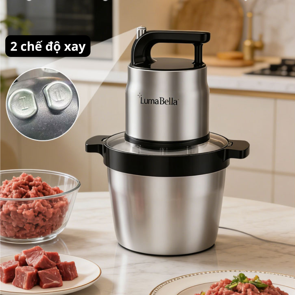 Máy xay thịt 6.5L đa năng công suất cao 1500W xay nhuyễn thịt, rau củ nhanh chóng, Lumabella LB-56003 lưỡi dao sắc bén - HÀNG CHÍNH HÃNG