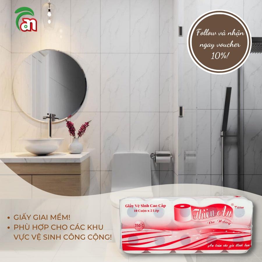 Combo 5 lốc Giấy vệ sinh cuộn nhỏ có lõi Thiên An đỏ 2 lớp 10 cuộn/lốc - Thiên An Nam paper